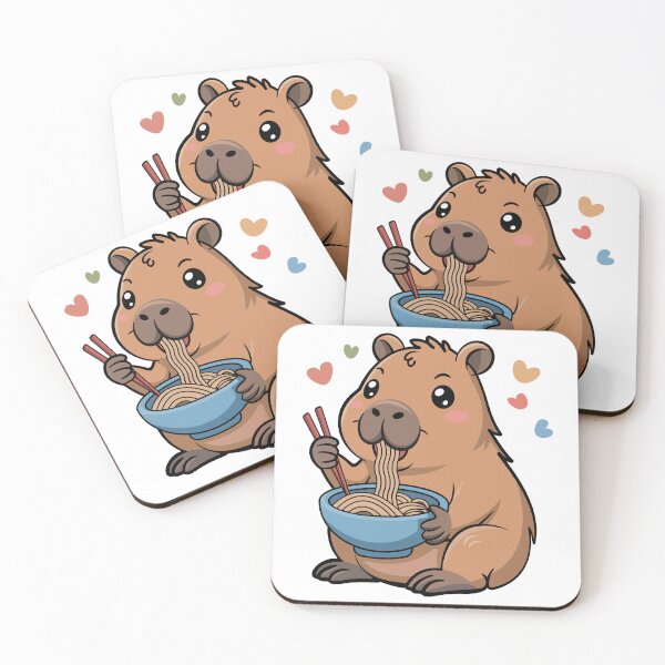 Artikelvorschau, Cute Capybara Eating Noodles – Kawaii Ramen Animal entworfen und verkauft von OlGe.