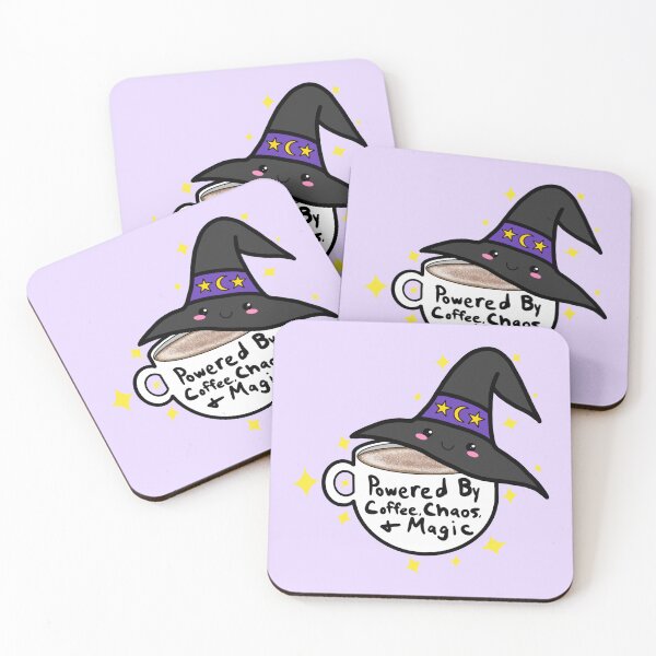 Item preview, Powered By Coffee Chaos Magic Witch Hat Cute Kawaii Witch Design designed and sold by Murrays Designs.