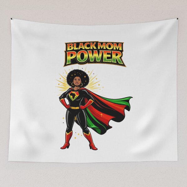 Item preview, Black Mom Power – Juneteenth Pride Strong Mother Afro Superhero Design designed and sold by ArtSpark Studio.