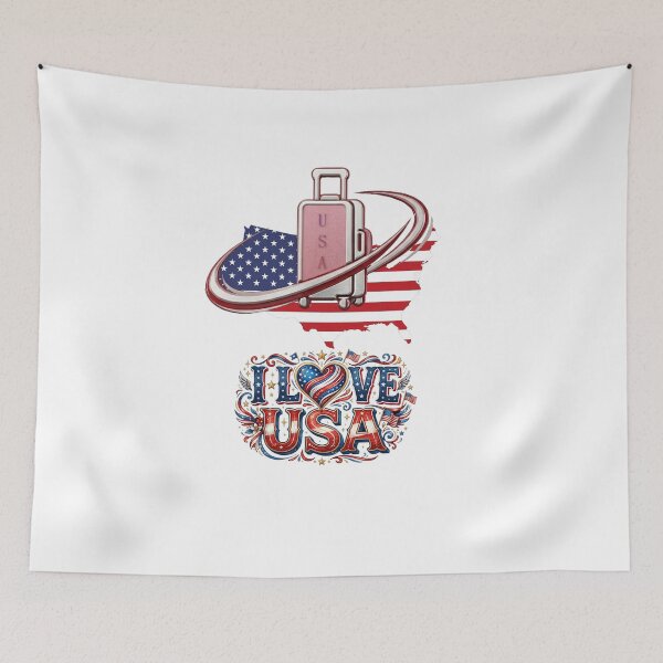 Artikelvorschau, Ich liebe Reisegepäck mit USA-Flagge entworfen und verkauft von Krfto.