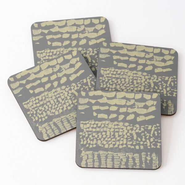 Item preview, Three Grains Textured Monoprint - Slate + Gold designed and sold by Irene Estelle.