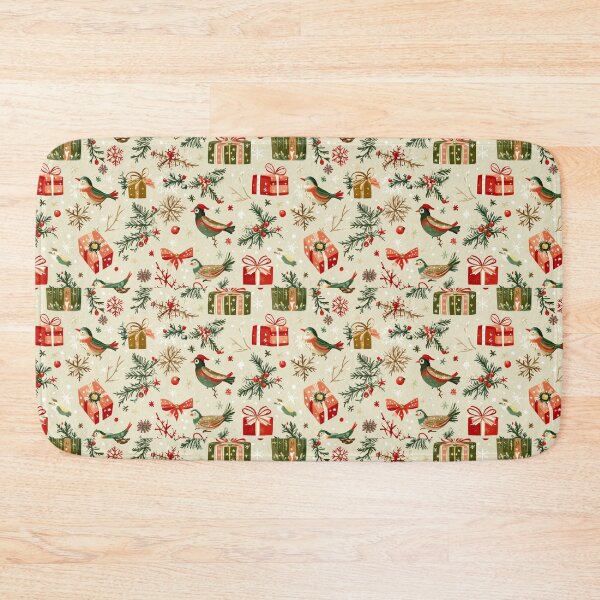 Item preview, Christmas pattern featuring playful birds, cheerful gifts, snowflakes, and festive pine elements for a joyful holiday atmosphere designed and sold by MiraCleAI.