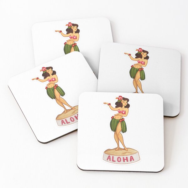 Item preview, Vintage Aloha Hula Girl Sticker – Retro Hawaiian Pin-Up Style designed and sold by PIXEL POP DESIGNS - Beyond the Norm!.