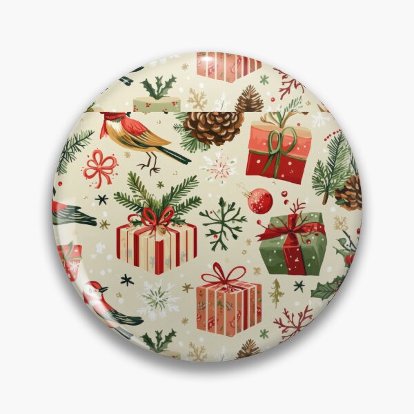 Item preview, Christmas pattern featuring playful birds, cheerful gifts, snowflakes, and festive pine elements for a joyful holiday atmosphere designed and sold by MiraCleAI.