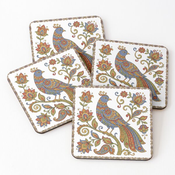 Item preview, Botanical Folk Art Bird Floral Pattern Rustic Boho Illustration designed and sold by ArtivioShop.