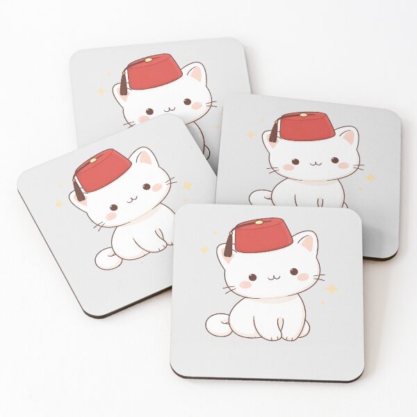 Item preview, Cute Cat Wearing Moroccan Fez Hat Kawaii Sticker designed and sold by BY CHOU.