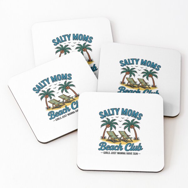 Artikelvorschau, Salty Moms Beach Club – Retro-Illustration einer tropischen Palme und eines Strandstuhls entworfen und verkauft von Colorful-Garden.