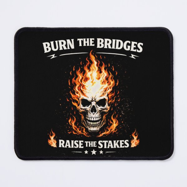 Item preview, Burn The Bridges Raise The Stakes Motivational Skull Fire Streetwear Design designed and sold by apex.vibe.