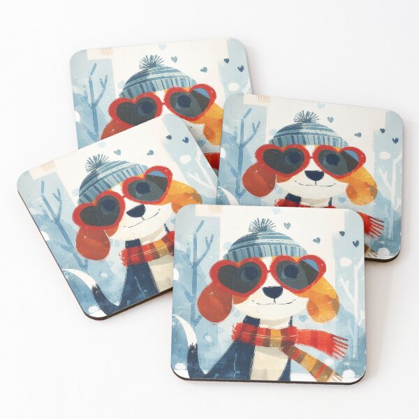 Item preview, Cute Winter Dog with Heart Glasses designed and sold by Dusk Atelier.