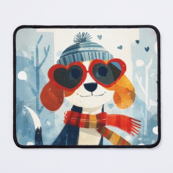 Item preview, Cute Winter Dog with Heart Glasses designed and sold by Dusk Atelier.