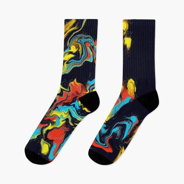 Item preview, Waves of Happiness - modern abstract dance in vibrant colors of blue, black, yellow, and red designed and sold by Susanna Schorr.