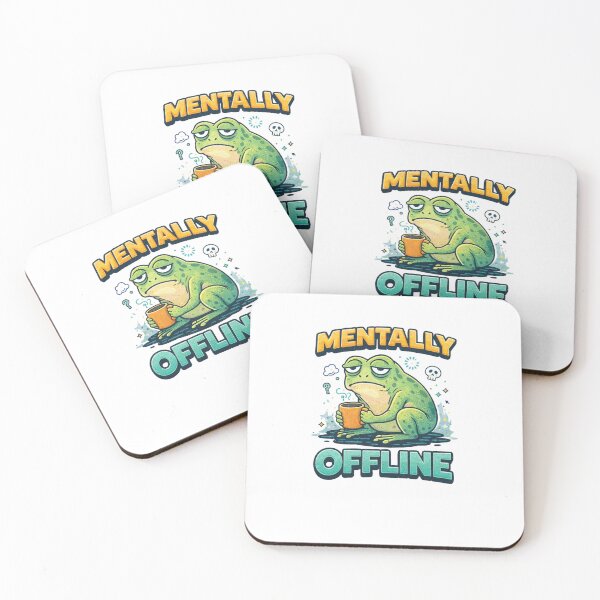 Item preview, Mentally Offline Funny Tired Frog - Retro Coffee Frog Art designed and sold by KaphzeShop.