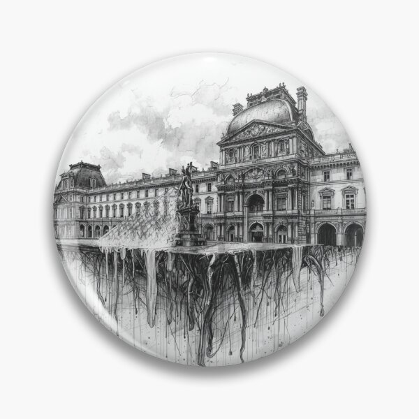 Item preview, Louvre Museum Paris — Ink Drip Pencil Sketch Dark Architecture Art Print Wall Decor Poster designed and sold by Sixième Studio.
