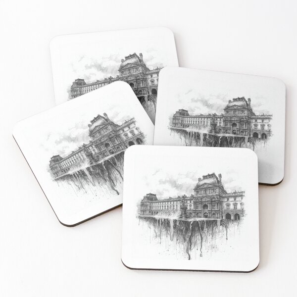 Item preview, Louvre Museum Paris — Ink Drip Pencil Sketch Dark Architecture Art Print Wall Decor Poster designed and sold by Sixième Studio.