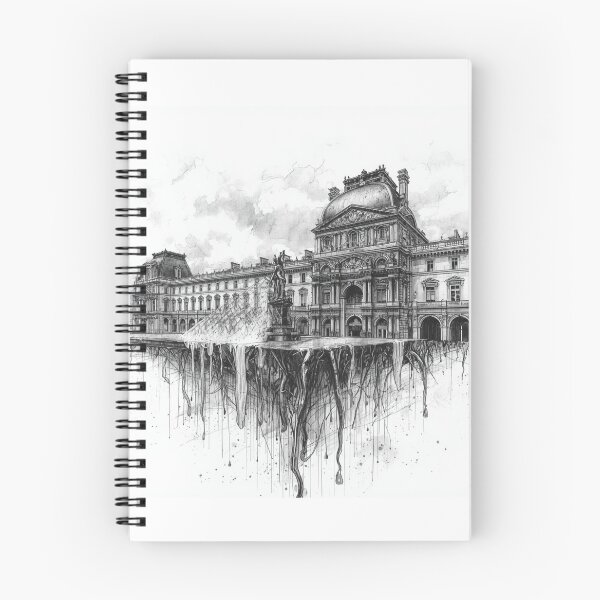 Item preview, Louvre Museum Paris — Ink Drip Pencil Sketch Dark Architecture Art Print Wall Decor Poster designed and sold by Sixième Studio.