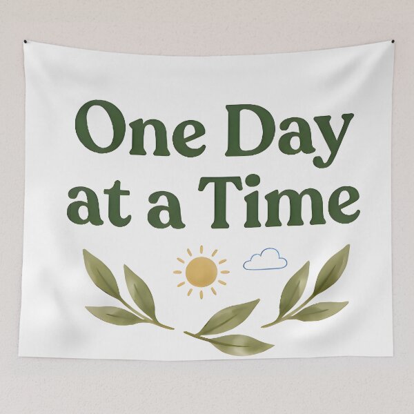 Item preview, One Day at a Time Minimalist Nature Quote Illustration designed and sold by blastercreation.