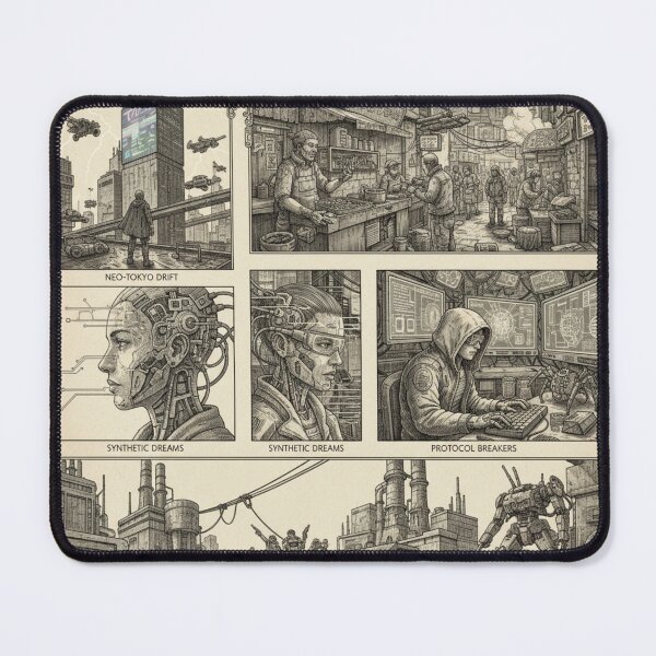 Item preview, Cyberpunk/Sci-fi monochrome futuristic design designed and sold by InBetweenStudio.