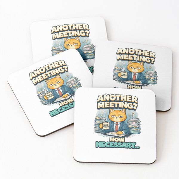 Item preview, Another Meeting? How Necessary... Funny Grumpy Business Cat Art designed and sold by KaphzeShop.