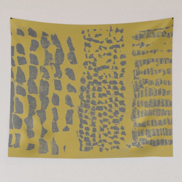Item preview, Three Grains Textured Monoprint - Saffron + Slate designed and sold by Irene Estelle.