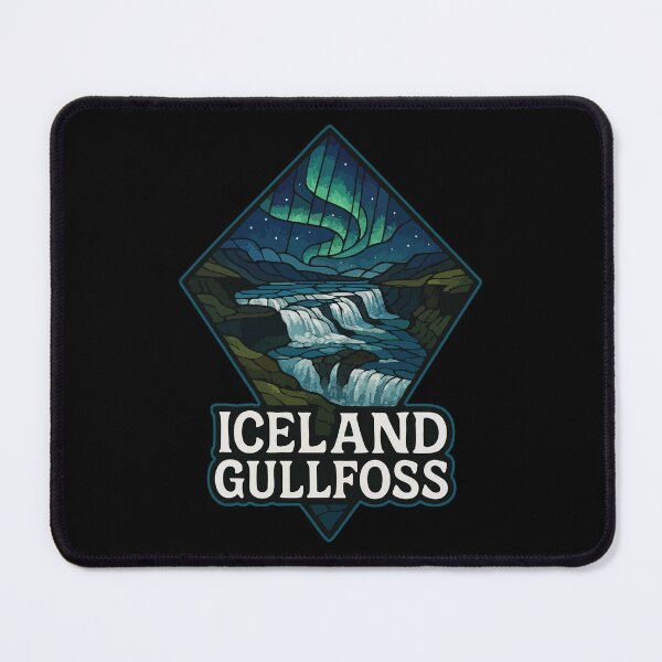 Item preview, Gullfoss Iceland Waterfall Stained Glass Art Travel designed and sold by TomFrontierArt.