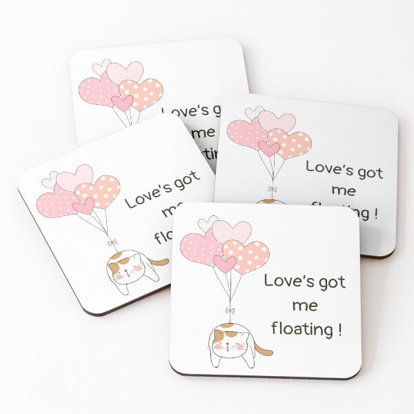 Item preview, Love made me fly - illustration of a cute cat with balloons designed and sold by VanillaVicArt.