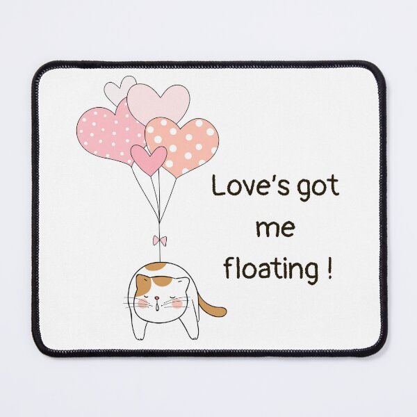 Item preview, Love made me fly - illustration of a cute cat with balloons designed and sold by VanillaVicArt.