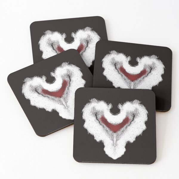 Item preview, Abstract heart design in red and white on a black background designed and sold by Susanna Schorr.