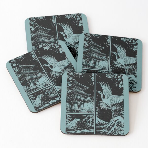 Item preview, Muted Teal intricated and detailed design of a japan inspired components designed and sold by InBetweenStudio.