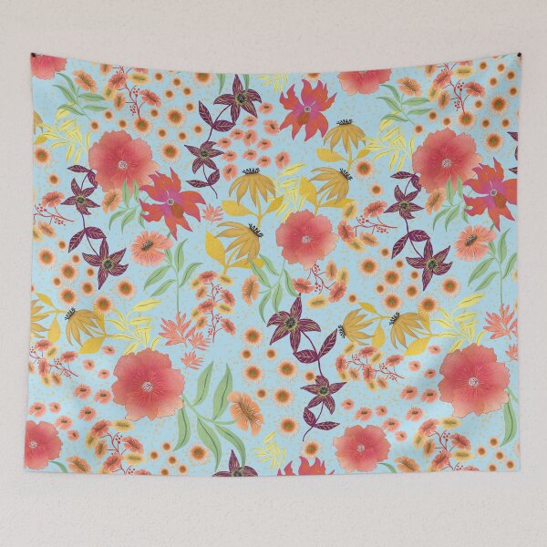 Item preview, Floral boutique on soft baby blue designed and sold by phatlizzardart.