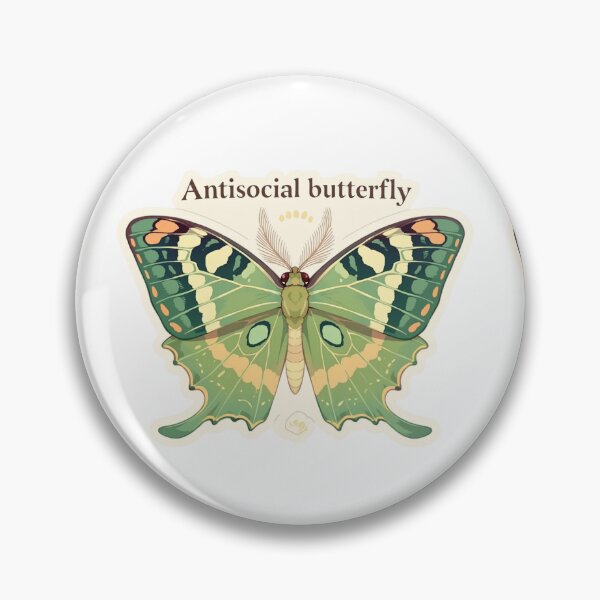 Item preview, Antisocial butterfly moth designed and sold by MendaciousMina.