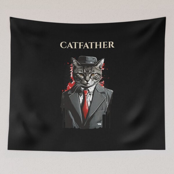 Item preview, Catfather T-Shirt – Mafia Cat Graphic Tee, Gangster Cat Design, Funny Boss Cat Shirt, Vintage Streetwear Animal Tee designed and sold by AM.87.