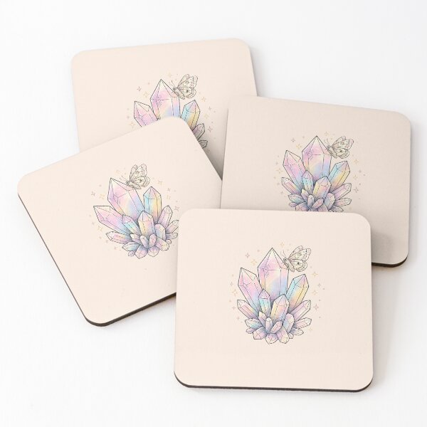 Item preview, Pastel Crystal Cluster Moth Mystical Witchy Boho Art Print designed and sold by VibeMax.