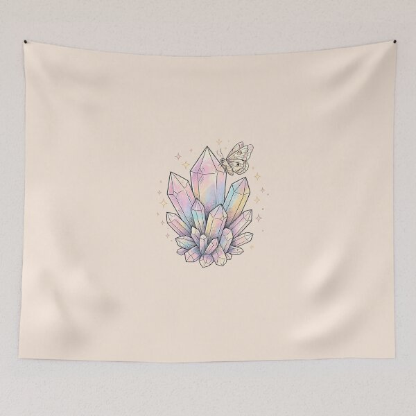 Item preview, Pastel Crystal Cluster Moth Mystical Witchy Boho Art Print designed and sold by VibeMax.