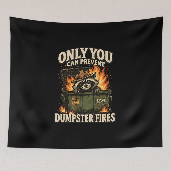 Item preview, Only You Can Prevent Dumpster Fires Funny Raccoon Humor Shirt  Main Tag designed and sold by LunaMagicStudio.