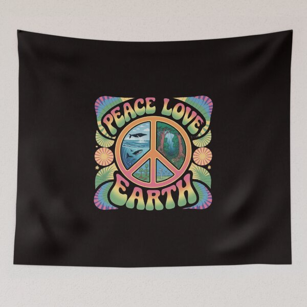 Item preview, Peace Love Earth Psychedelic Environmental Poster designed and sold by Common-Standard.