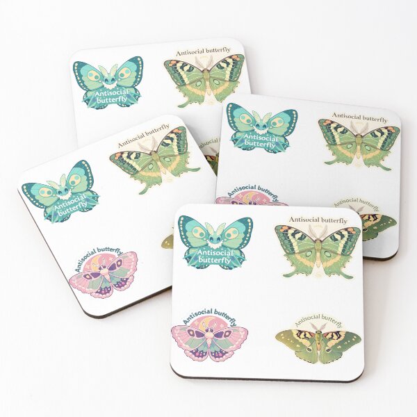 Item preview, Mini Antisocial butterfly moths sticker pack designed and sold by MendaciousMina.