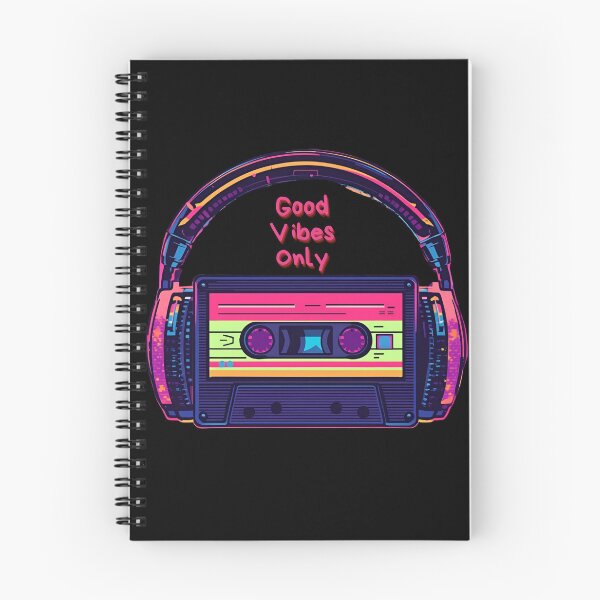 Item preview, Good Vibes Only retro cassette with headphones in colorful 80s shapes 5 designed and sold by Neon G.