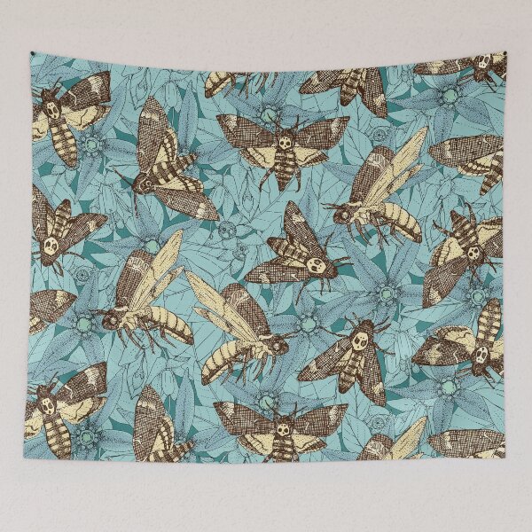 Item preview, Death's-head hawkmoth teal designed and sold by scrummy.
