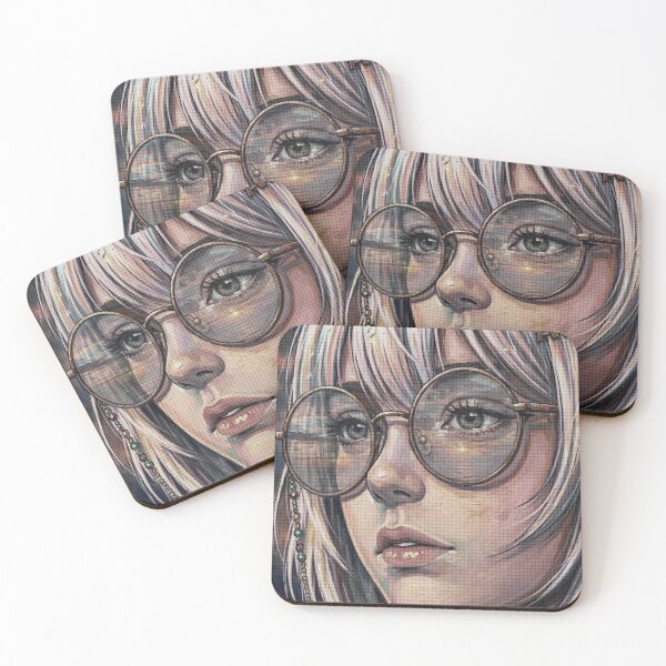 Item preview, Retro Lo-Fi Anime Girl with Sunset Glasses - Aesthetic Grid Art designed and sold by AmaWearDesign.