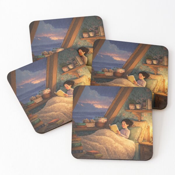 Item preview, Rainy Night Reading Nook – Book Lover Art Print designed and sold by WhimsyWink.
