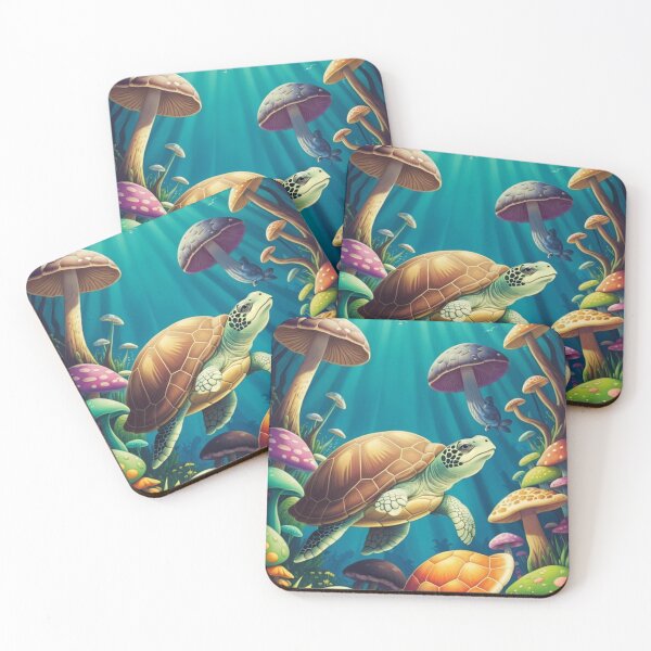 Item preview, Psychedelic Sea Turtle Swimming Underwater – Vibrant Cartoon Design designed and sold by IosArt.