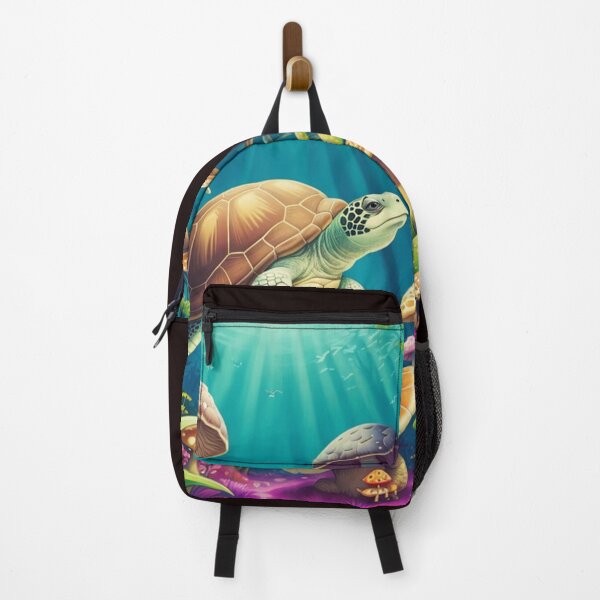 Item preview, Psychedelic Sea Turtle Swimming Underwater – Vibrant Cartoon Design designed and sold by IosArt.