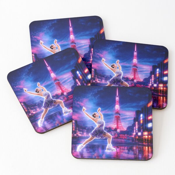 Item preview, Skaters Around the World: Tokyo – Neon Figure Skating at Tokyo Tower designed and sold by origin-arthouse.