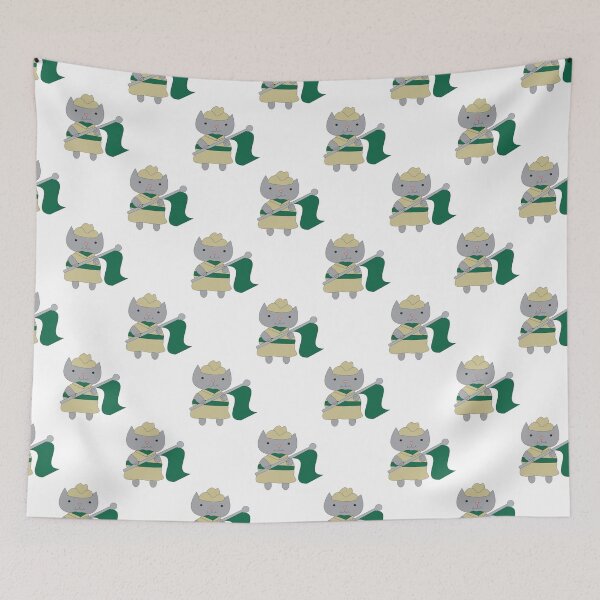 Item preview, Cute Color Guard Cat with Flag Green and Gold designed and sold by ValeriesGallery.