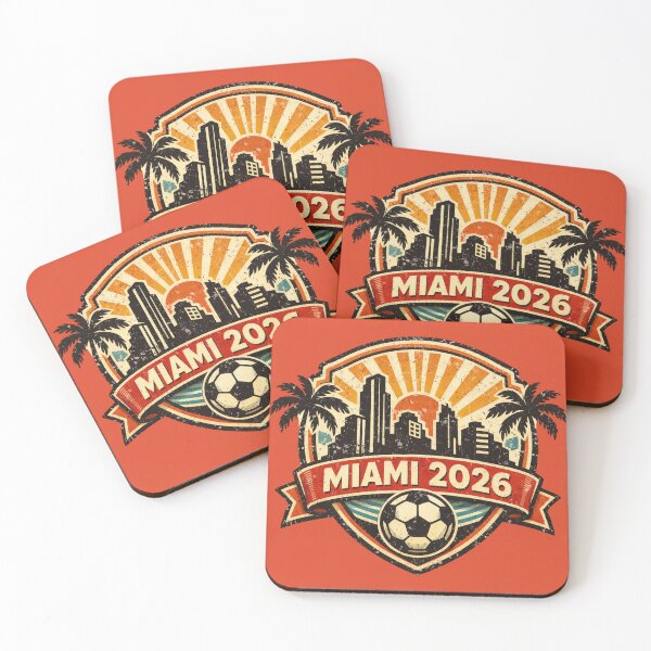 Item preview, Miami 2026 World Cup Host City Sunset Vintage Football Badge — Orange Skyline Soccer Crest designed and sold by BrickByDream.