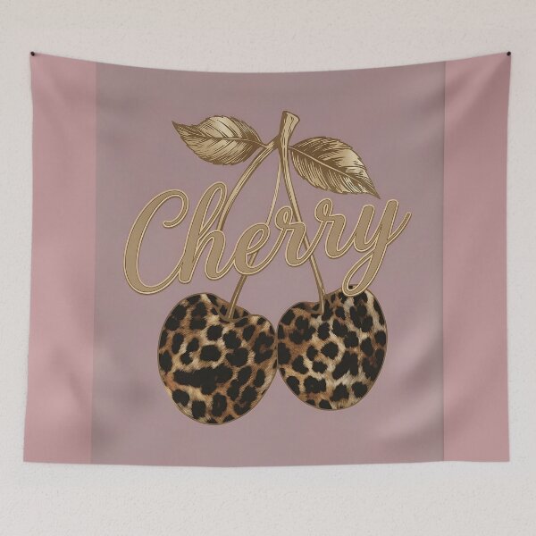 Item preview, Leopard Print Cherry Gold Typography Art designed and sold by MakarenaCreate.