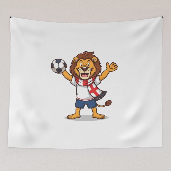 Item preview, Friendly England Lion Football Soccer Mascot Art designed and sold by PMTaurus.