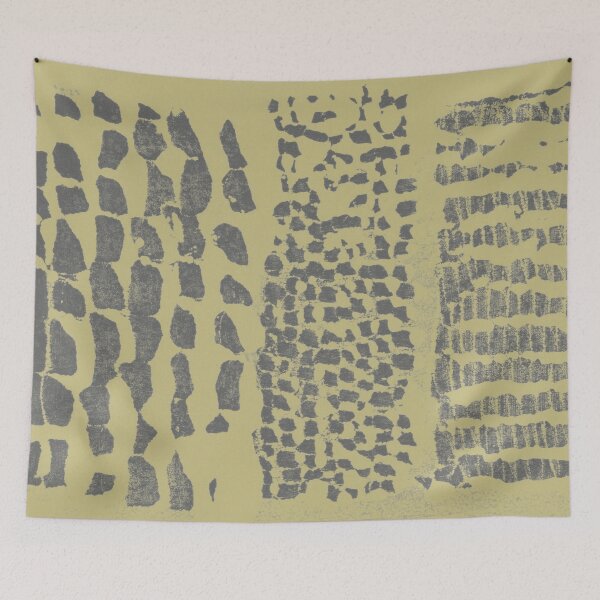 Item preview, Three Grains Textured Monoprint - Gold + Slate designed and sold by Irene Estelle.