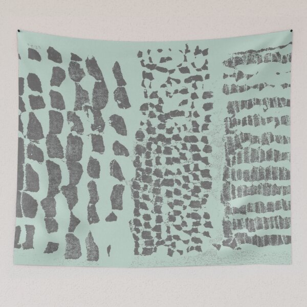Item preview, Three Grains Textured Monoprint - Mint + Slate designed and sold by Irene Estelle.
