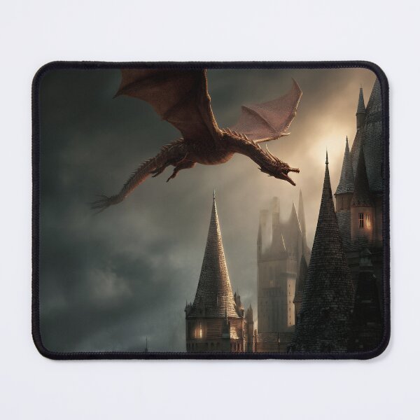 Item preview, Majestic Red Dragon Soaring Over Gothic Castle designed and sold by EK-World.